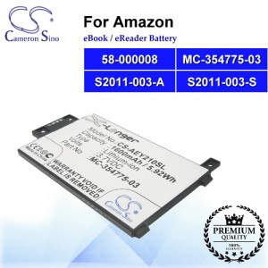 CS-AEY210SL For Amazon Ebook Battery Model 58-000008 / MC-354775-03 / S2011-003-A / S2011-003-S