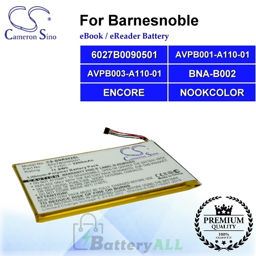 CS-BNR002SL For Barnes & Noble Ebook Battery Model 6027B0090501 / AVPB001-A110-01 / AVPB003-A110-01 / BNA-B002 / ENCORE / NOOKCOLOR