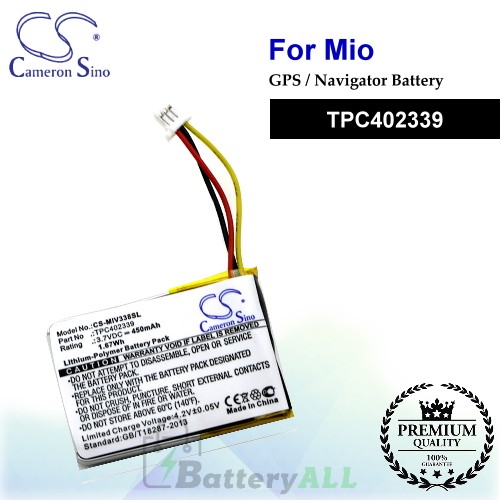 CS-MIV338SL For Mio GPS Battery Model TPC402339