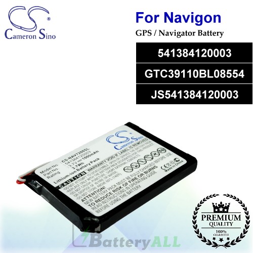 CS-NAV7200SL For Navigon GPS Battery Model 541384120003 / GTC39110BL08554 / JS541384120003