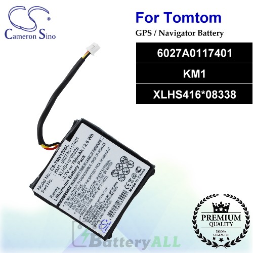 CS-TMV120SL For TomTom GPS Battery Model 6027A0117401 / KM1 / XLHS416*08338