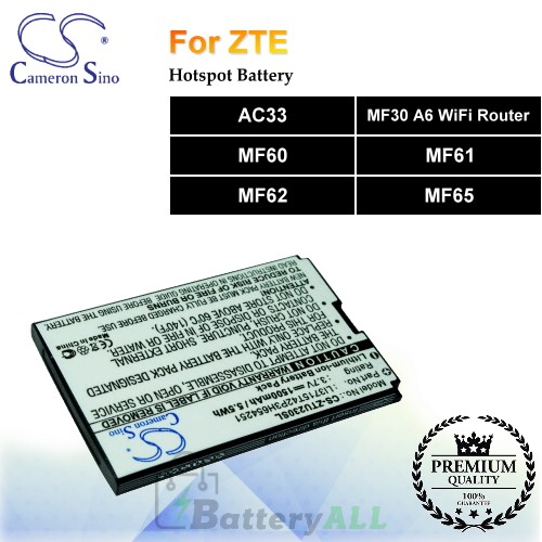 CS-ZTU230SL-2 For ZTE Hotspot Battery Fit Model AC33 / MF30 A6 WiFi Router / MF60 / MF61 / MF62 / MF65