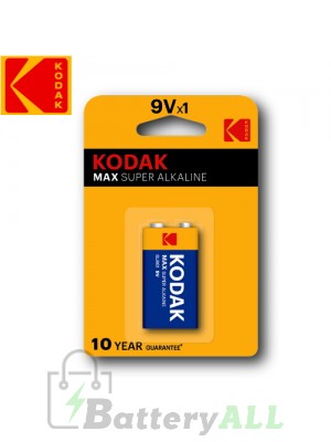 Kodak MAX Alkaline 9V / 6F22(S-006P) / IMPA 792405 9.0V Battery (1 pack)