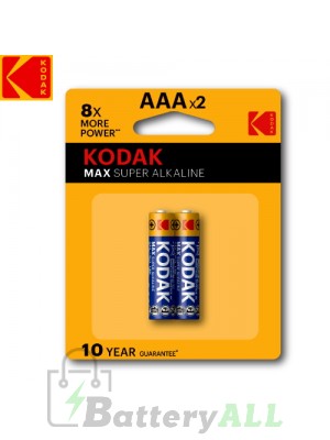 Kodak MAX Alkaline AAA / R03(UM-4) / IMPA 792410 / MN2400 1.5V Battery (2 pack)