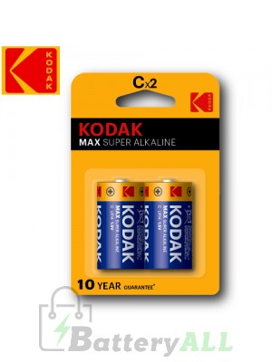 Kodak MAX Alkaline C / R14P(UM-2) / IMPA 792402 / MN1400 / LR14 1.5V Battery (2 pack)