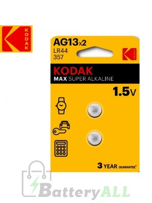 Kodak ULTRA Alkaline A76 LR44 / AG13 / AG13-2 1.5V Battery (2 pack)