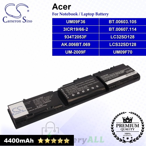 CS-AC1820NB For Acer Laptop Battery Model 3ICR19/66-2 / 934T2053F / AK.006BT.069 / BT.00603.105