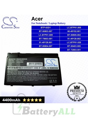 CS-AC3000HB For Acer Laptop Battery Model 60.49Y02.001 / 91.49Y28.001 / 91.49Y28.002 / BT.00403.005