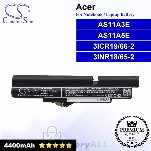 CS-AC3830NB For Acer Laptop Battery Model 3ICR19/66-2 / 3INR18/65-2 / AS11A3E / AS11A5E