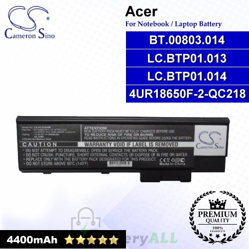 CS-AC4220HB For Acer Laptop Battery Model 4UR18650F-2-QC218 / BT.00803.014 / LC.BTP01.013 / LC.BTP01.014