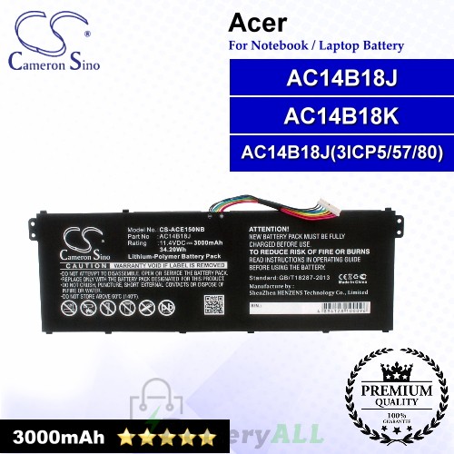 CS-ACE150NB For Acer Laptop Battery Model AC14B13J / AC14B18J / AC14B18J(3ICP5/57/80) / KT.0040G.004