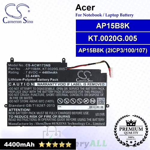CS-ACW173NB For Acer Laptop Battery Model AP15B8K / AP15B8K (2ICP3/100/107) / KT.0020G.005