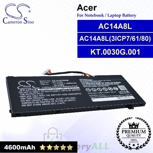 CS-AVN700NB For Acer Laptop Battery Model AC14A8L / AC14A8L(3ICP7/61/80) / AC15B7L / KT.0030G.001