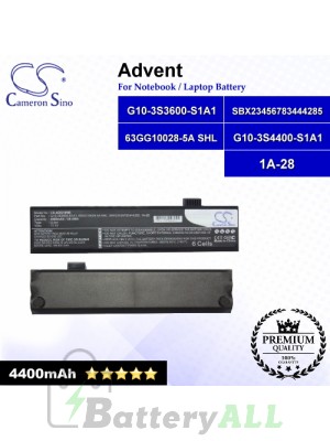 CS-ADG10NB For Advent Laptop Battery Model 1A-28 / 63GG10028-5A SHL / G10-3S3600-S1A1 / SBX23456783444285 (Black)