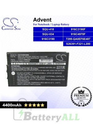 CS-FUV8010NB For Advent Laptop Battery Model 7299-QA0EF6E487 / 916C3190 / 916C3190F / 916C4970F