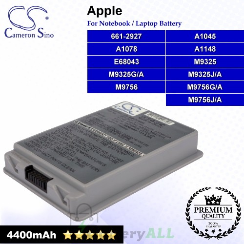 CS-AM1078NB For Apple Laptop Battery Model 661-2927 / A1078 / A1148 / E68043 / M9325 / M9325G/A