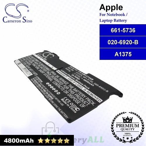 CS-AM1375NB For Apple Laptop Battery Model 020-6920-B / 661-5736 / A1375