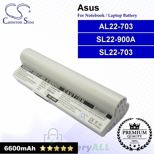 CS-AUA7HB For Asus Laptop Battery Model AL22-703 / SL22-703 / SL22-900A (White)