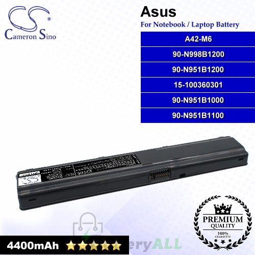 CS-AUM6NB For Asus Laptop Battery Model 15-100360301 / 90-N951B1000 / 90-N951B1100 / 90-N951B1200 / 90-N998B1200 / A42-M6