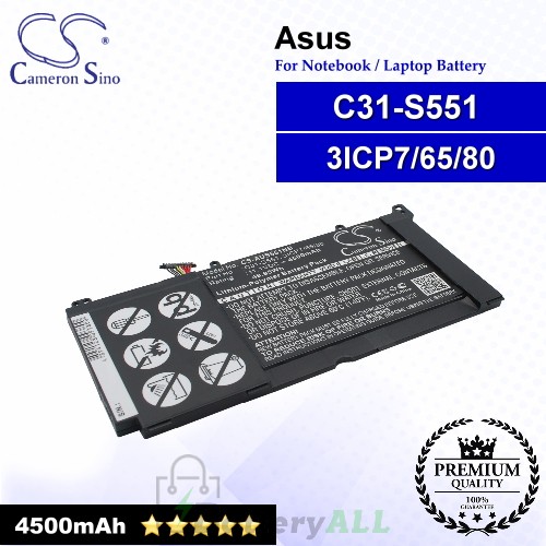 CS-AUS551NB For Asus Laptop Battery Model 3ICP7/65/80 / C31-S551