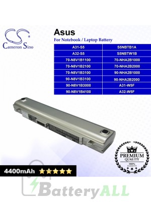 CS-AUS5HD For Asus Laptop Battery Model 70-N8V1B1100 / 70-N8V1B2100 / 70-N8V1B3100 / 70-NHA2B1000 (Silver)