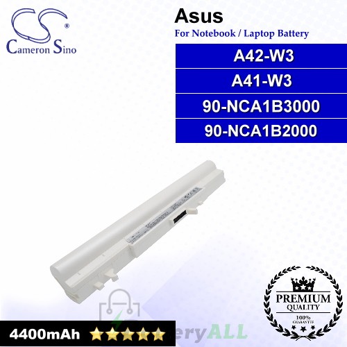 CS-AUW3DB For Asus Laptop Battery Model 90-NCA1B2000 / 90-NCA1B3000 / A41-W3 / A42-W3 (White)