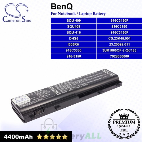 CS-PB5340NB For BenQ Laptop Battery Model 23.20092.011 / 3UR1865OF-2-QC163 / 7028030000 / 916-3150 / 916C3150