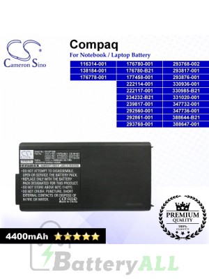 CS-CP1200 For Compaq Laptop Battery Model 116314-001 / 138184-001 / 176778-001 / 176780-001 / 176780-B21