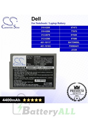 CS-DE100 For Dell Laptop Battery Model 310-5205 / 310-5206 / 312-0079 / 312-0296 / 451-10117 / 451-10183 / 6T473