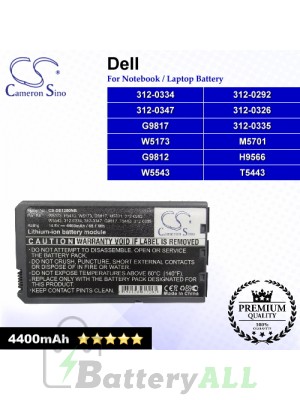 CS-DE1200NB For Dell Laptop Battery Model 312-0292 / 312-0326 / 312-0334 / 312-0335 / 312-0347 / G9812 / G9817