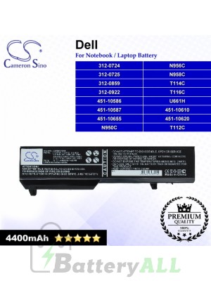 CS-DE1310NB For Dell Laptop Battery Model 312-0724 / 312-0725 / 312-0859 / 312-0922 / 451-10586 / 451-10587