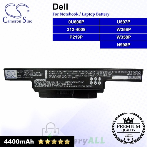 CS-DE1450NB For Dell Laptop Battery Model 0U600P / 312-4009 / N998P / P219P / U597P / W356P / W358P