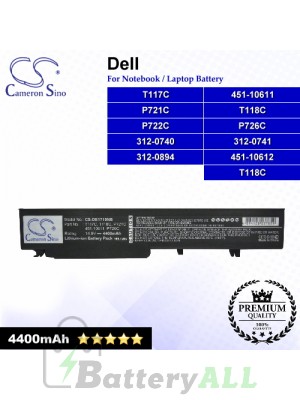 CS-DE1710NB For Dell Laptop Battery Model 312-0740 / 312-0741 / 312-0894 / 451-10611 / 451-10612 / P721C