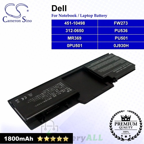 CS-DE273NB For Dell Laptop Battery Model 312-0650 / 451-10498 / FW273