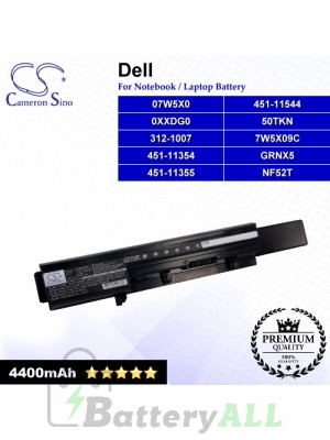 CS-DE3300HB For Dell Laptop Battery Model 050TKN / 07W5X0 / 07W5X09C / 093G7X / 0GRNX5 / 0NF52T / 0V9TYF