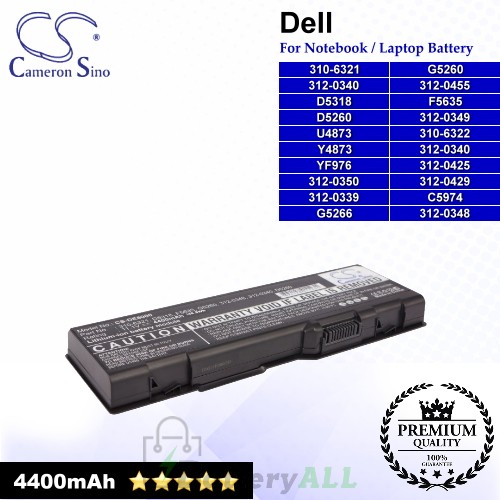 CS-DE6000 For Dell Laptop Battery Model 310-6321 / 310-6322 / 312-0339 / 312-0340 / 312-0348 / 312-0349 / 312-0350