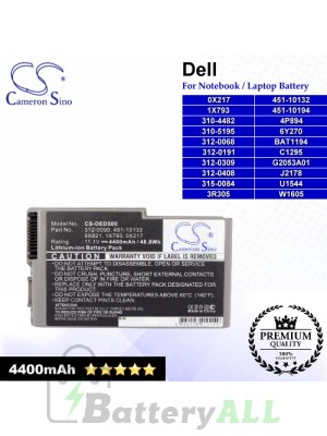 CS-DED500 For Dell Laptop Battery Model 0X217 / 1X793 / 310-4482 / 310-5195 / 312-0068 / 312-0191 / 312-0309