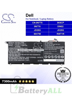 CS-DEX139NB For Dell Laptop Battery Model 0N7T6 / 5K9CP / 90V7W / CN-0N7T6 / DIN02 / JD25G / RWT1R