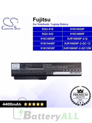 CS-FQU522NB For Fujitsu Laptop Battery Model 3UR18650F-2-Q / 3UR18650F-2-QC-12 / 3UR18650F-2-QC12W