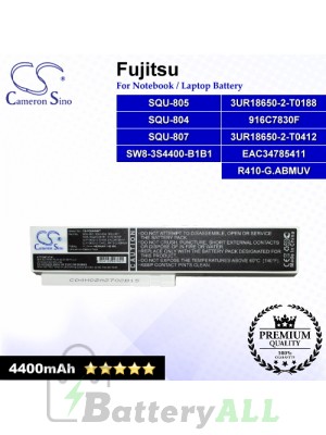 CS-FQU804NT For Fujitsu Laptop Battery Model 3UR18650-2-T0188 / 3UR18650-2-T0412 / 916C7830F / EAC34785411 (White)