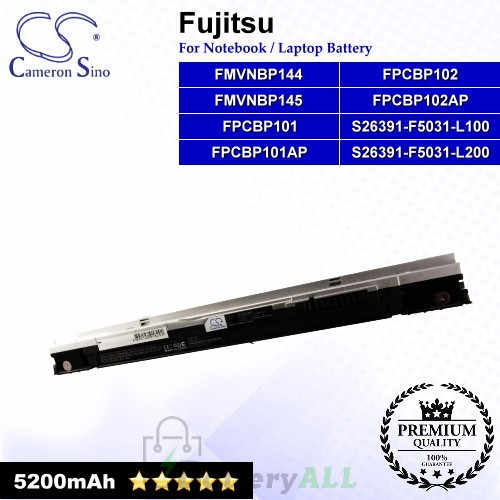 CS-FU1510HB For Fujitsu Laptop Battery Model FMVNBP144 / FMVNBP145 / FPCBP101 / FPCBP101AP / FPCBP102