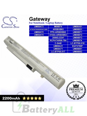 CS-ACZG5NB For Gateway Laptop Battery Model 2006DJ2341 / 4104A-AR58XB63 / 934T2780F / AR5BXB63 (White)