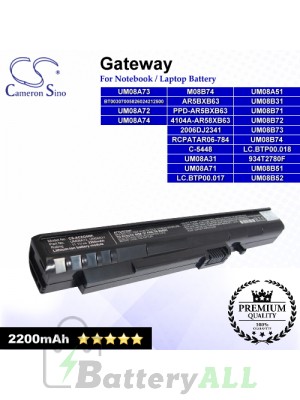 CS-ACZG5NK For Gateway Laptop Battery Model 2006DJ2341 / 4104A-AR58XB63 / 934T2780F / AR5BXB63 (Black)