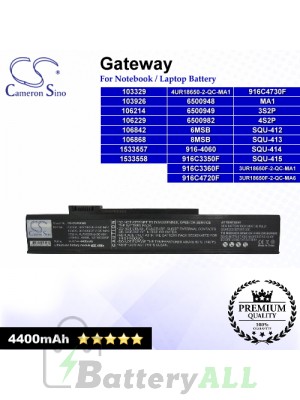 CS-GW680NB For Gateway Laptop Battery Model 103329 / 103926 / 106214 / 106229 / 106842 / 106868 / 1533557