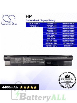 CS-HPB440NB For HP Laptop Battery Model 3ICR19/65-3 / 707616-141 / 707616-851 / 707617-421 / 708457-001