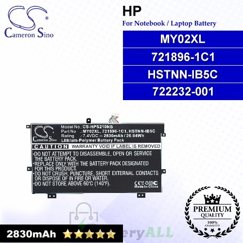 CS-HPS210NB For HP Laptop Battery Model 721896-1C1 / 721896-421 / 722232-001 / HSTNN-IB5C / HSTNN-LB5C