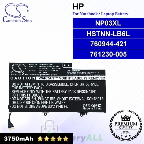CS-HPX361NB For HP Laptop Battery Model 760944-421 / 761230-005 / HSTNN-LB6L / NP03XL