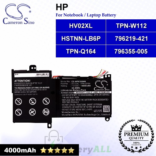 CS-HPX366NB For HP Laptop Battery Model 796219-421 / 796355-005 / HSTNN-LB6P / HV02XL / TPN-Q164 / TPN-W112