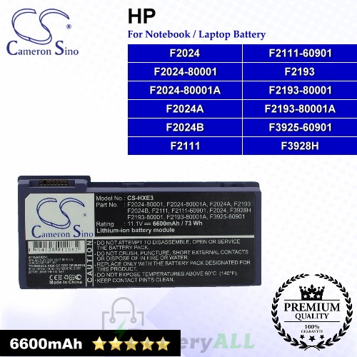 CS-HXE3 For HP Laptop Battery Model F2024 / F2024-80001 / F2024-80001A / F2024A / F2024B / F2111 / F2111-60901