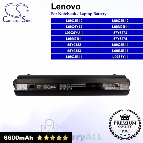 CS-IBS10HT For Lenovo Laptop Battery Model 55Y9382 / 55Y9383 / 57Y6273 / 57Y6275 / L09C3B11 / L09C3B12 (Black)